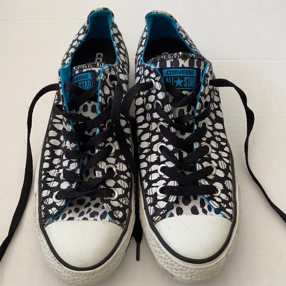 Converse Black and White Leopard Print Low Top Sneakers